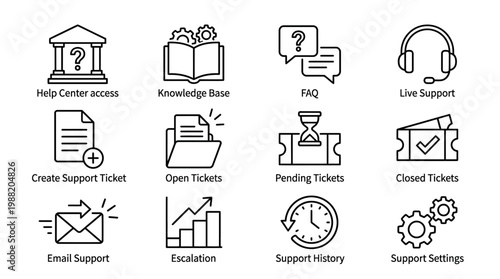 Customer Support Service Icons Collection Vector Illustration.