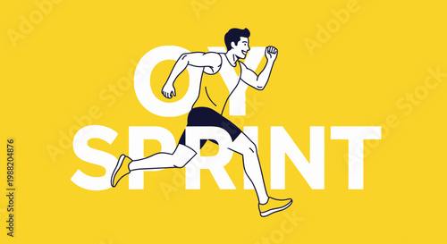 Energetic Athlete in Motion Sprinting Forward, Expressing Gym, Endurance, Agility, and Fitness