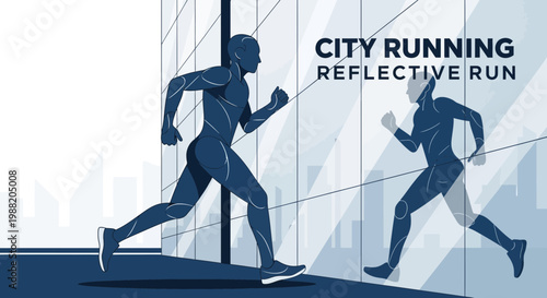 Dynamic Urban Athlete Endurance Training Reflective Mirror Image