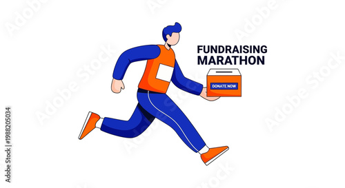Energetic Runner Carrying Donation Box Promoting Fundraising Initiatives For Charity Efforts
