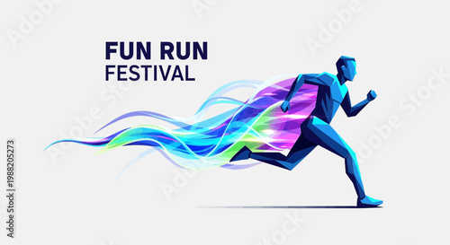 Energetic Fun Run Festival Design Featuring A Dynamic Abstract Athlete Silhouette