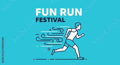 Energetic Fun Run Festival Illustration Depicting Healthy Lifestyle and Event Promotion