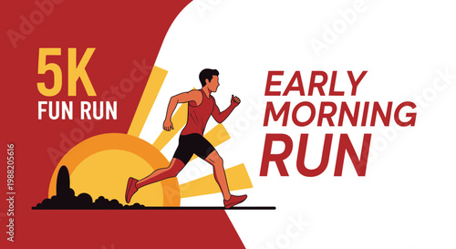 Energetic Runner Embarking On An Early Morning 5K Fun Run For Fitness And Endurance