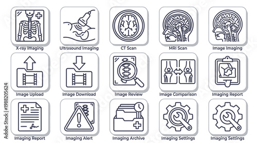 Medical Imaging Icons Set for Healthcare Technology and Science.
