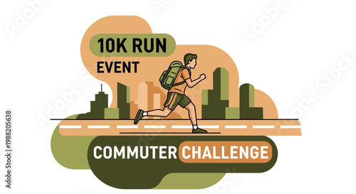 Energetic Runner Embarking On Commuter Challenge Amidst Cityscape Event Promotion