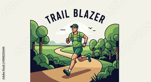 Energetic Runner Embarking On An Exhilarating Journey Through Scenic Trails In A Natural Landscape