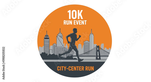 Energetic Runner Silhouetted in Cityscape Setting Ready for a 10K Event