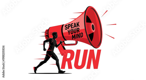 Empowered Runner Amplifying Voice: A Bold Visual Depiction of Action and Motivation