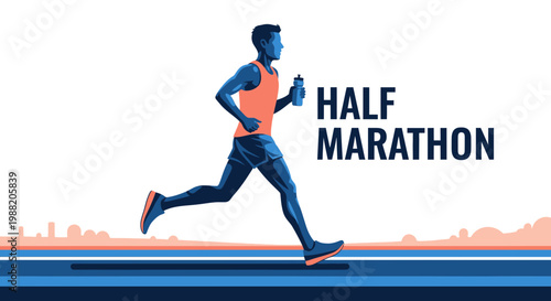 Energetic Runner Embodies Stamina and Endurance, Completing the Half Marathon Race