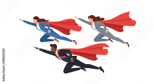 Empowered Professionals Soaring Forward, Symbolizing Leadership, Achievement, and Success Precisely