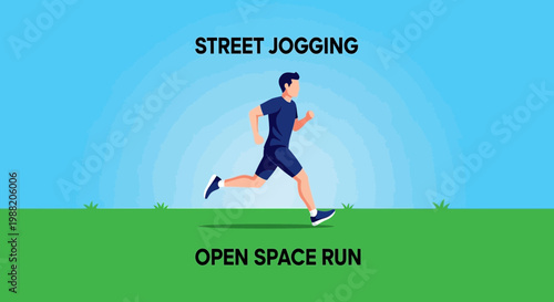 Energetic Runner Engaged In Outdoor Street Jogging Activity in Scenic Open Area