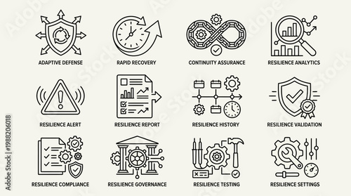 Resilience icons for business strategy.