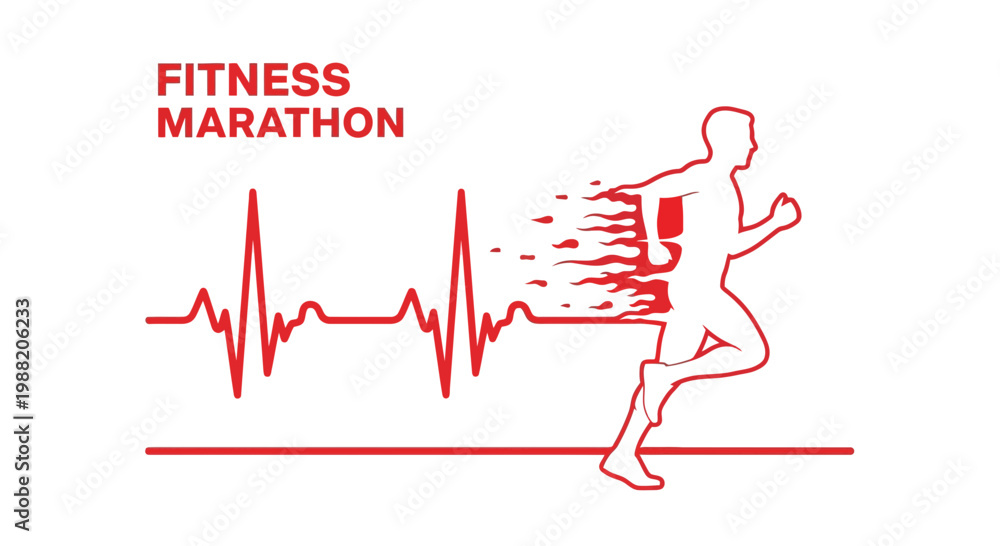 Obraz premium Energetic Runner Silhouetted With A Sporty Heartbeat Inspired Design for Marathon Success