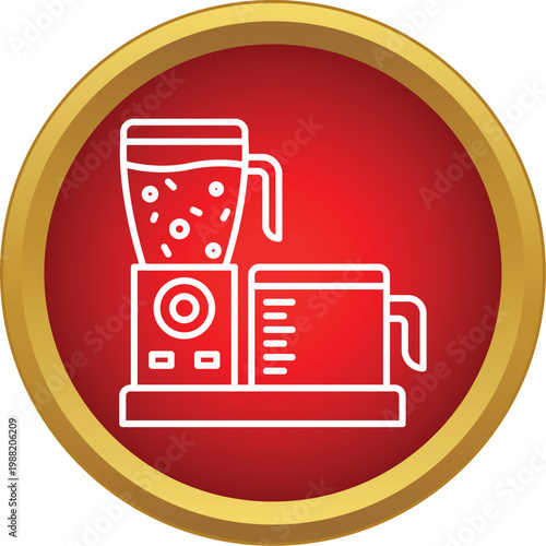 Food processor and blender kitchen appliance line icon representing cooking and preparing food