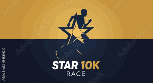 Energetic Runner Silhouetted on Star Background, Promoting Star 10K Race Event