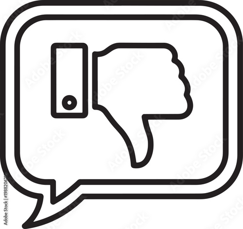 Dislike thumb down symbol in a speech bubble icon