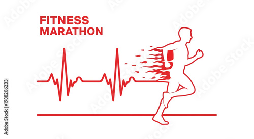 Energetic Runner Silhouetted With A Sporty Heartbeat Inspired Design for Marathon Success
