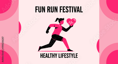 Energetic Runner Holding a Heart Symbolizing a Healthy Lifestyle for Health and Fun