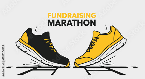 Energetic Fundraising Marathon Concept Featuring Athletic Shoes For Charitable Cause