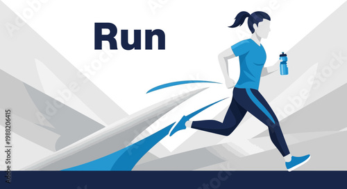 Energetic Runner Sprinting Across Abstract Background Represents Active Fitness Lifestyle