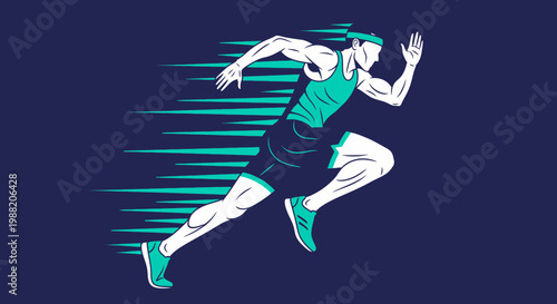 Energetic Runner Sprinting Across A Vibrant Background, Symbolic of Speed and Achievement