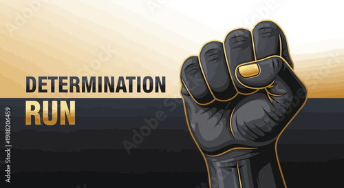 Empowering Symbolism: Determination and Run in Gold and Black Visual Representation