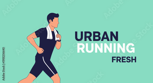 Energetic Runner In Action Depicted In Vibrant Style On A Teal Backdrop