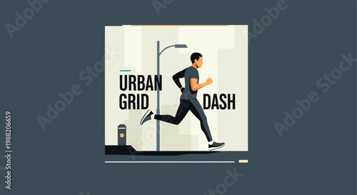Energetic Urban Runner Blazing Through the City Street in a Fast-Paced Sprint