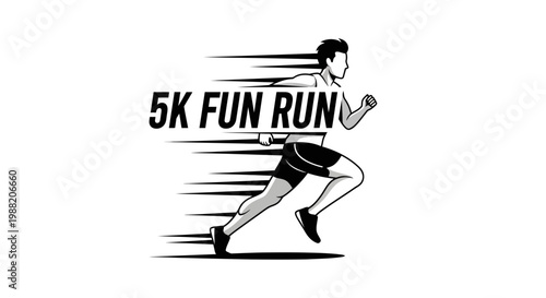 Energetic Illustration Depicting a 5K Fun Run Event or Race Activity Competition