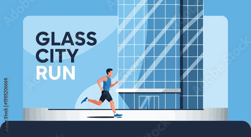 Energetic Athlete Sprinting Past a Modern High-Rise Building in a Metropolitan City