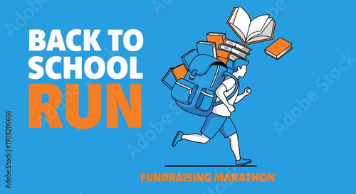 Energetic Illustration Depicting a Back to School Run for Raising Funds and Supporting Education