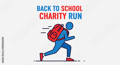Energetic Illustration Depicting a Charity Run Event for Back to School Fundraising Initiative