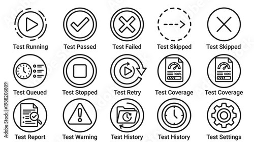 Collection of Software Testing Icons and Symbols.