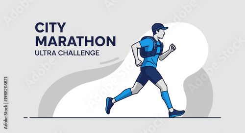 Energetic Runner Training For City Marathon Ultra Challenge With Modern Minimalist Design