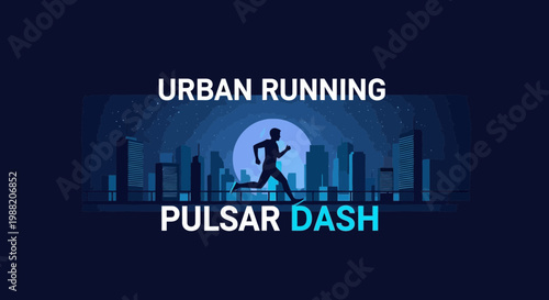 Energetic Urban Runner Silhouetted Against a Cityscape During a Nighttime Sprint