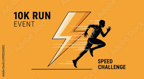 Energetic Illustration for a 10K Run Event Emphasizing Speed and Athleticism in a Dynamic Design