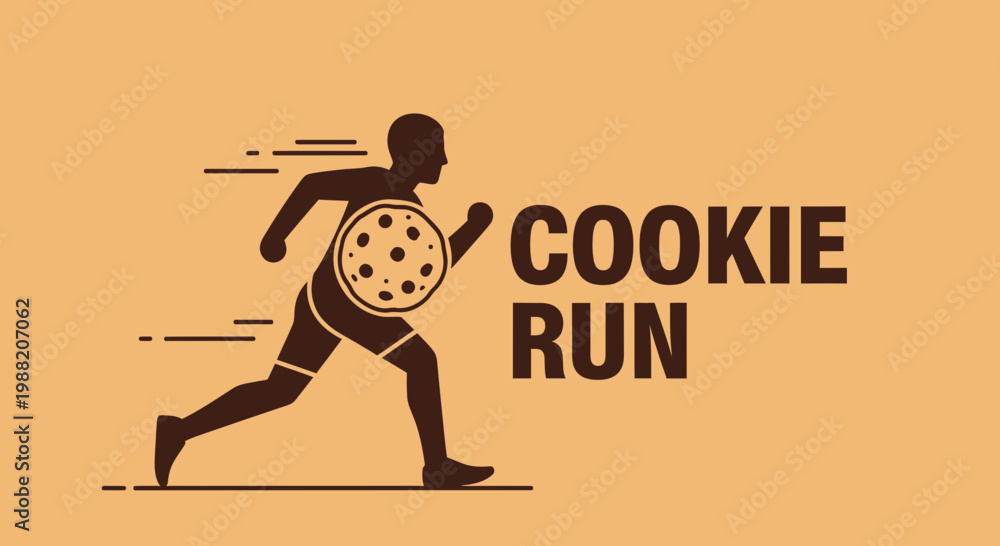Obraz premium Energetic Athlete Sprinting With A Cookie For A Playful Delicious Treat Concept Illustration