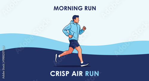 Energetic Runner In Morning Runs Outdoors Depicted in a Clean And Modern Style