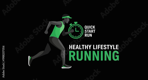 Energetic Runner With Stopwatch Showing Speed And a Goal for a Quick Start Training