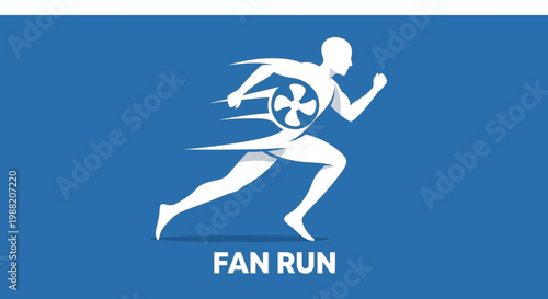 Energetic Athlete Symbolizing Fan-Powered Movement Against a Striking Azure Background