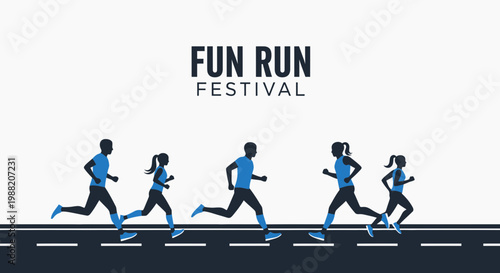 Energetic Runners Participate In A Fun Run Festival With Vibrant Clothing And Silhouettes