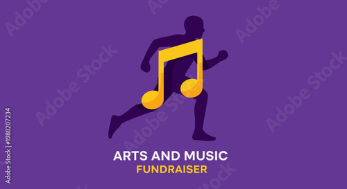 Energetic Athlete Symbolizing Fundraising for Arts and Music Projects With Bold Imagery