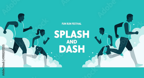 Energetic Runners Participate In A Fun And Engaging Splash And Dash Festival Event