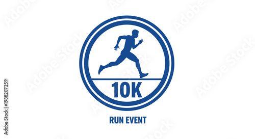 Energetic Athlete Symbol in a Circular Frame, For a 10K Run Competition