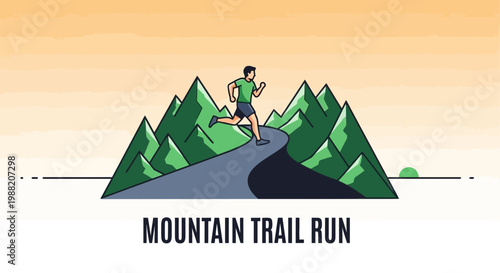 Energetic Athlete Trails Through Mountainous Terrain Depicting Endurance Running Scene