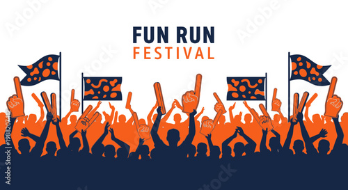Enthusiastic Spectators Celebrating at a Vibrant Fun Run and Festival Event