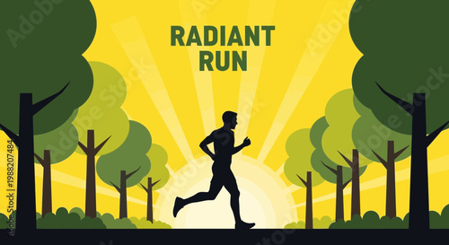 Energetic Runner In Silhouette Enjoying A Radiant Sunrise During Their Morning Run