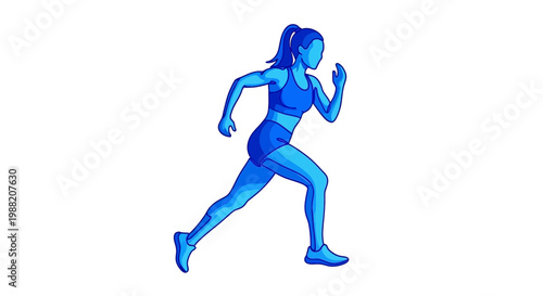 Energetic Running Female Silhouette Posing During The Exercise Session for a fitness program