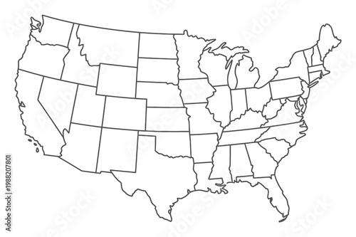 Outline Map of the Contiguous United States with State Borders