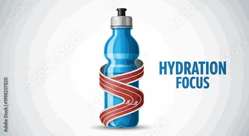 Essential Hydration Emphasized: Vibrant Water Bottle Symbolizing Wellness and Performance